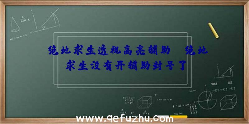 「绝地求生透视高亮辅助」|绝地求生没有开辅助封号了